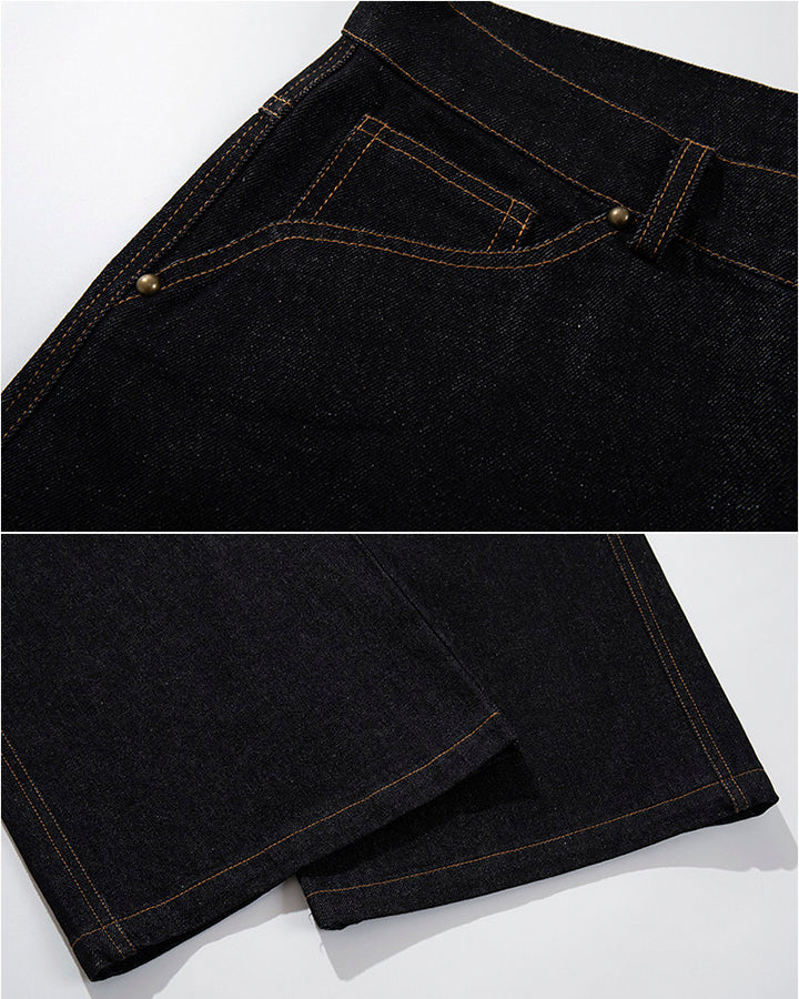 Vintage Dark Wash Wide-Leg Denim Pants - Image 9