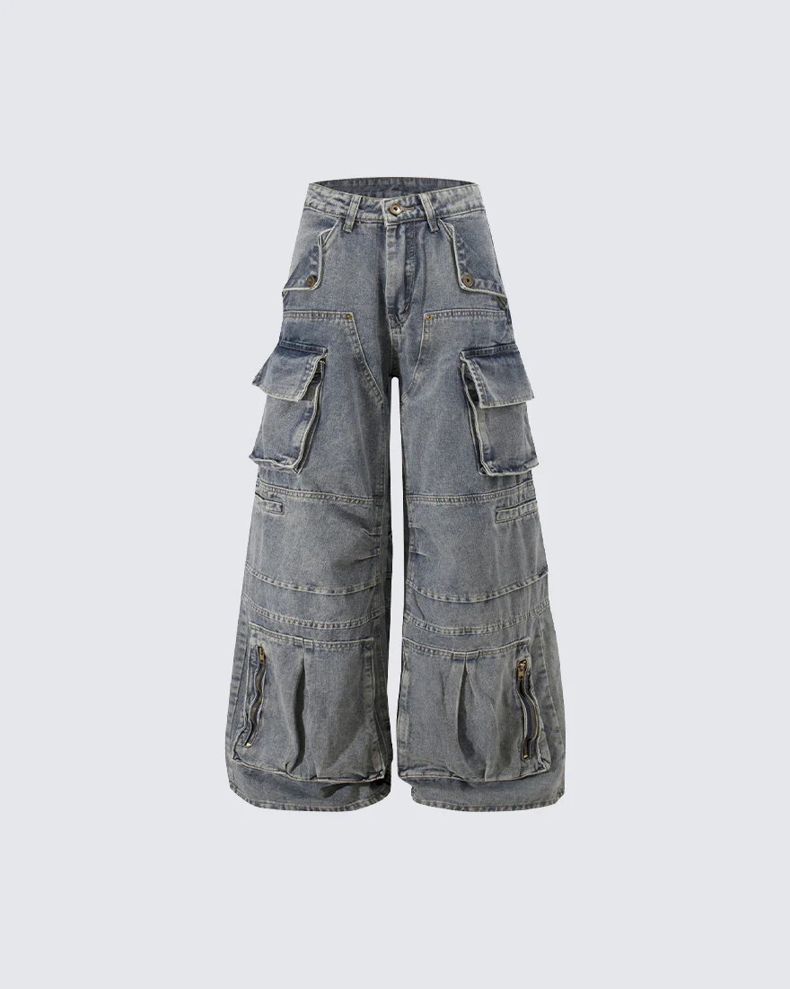 Vintage Deconstructed Patchwork Distressed Denim Jeans - Image 3