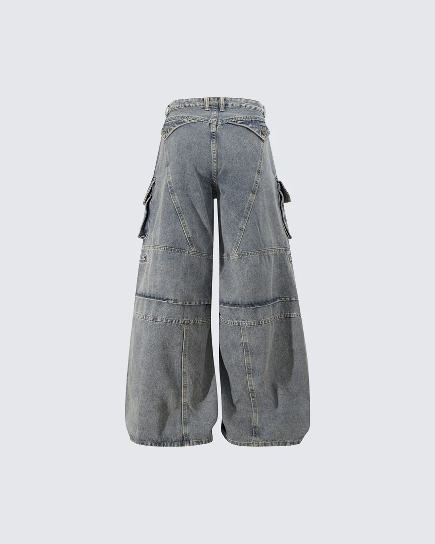 Vintage Deconstructed Patchwork Distressed Denim Jeans - Image 4