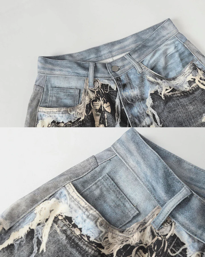 Vintage Destroyed Wide-Leg Jeans - Image 3
