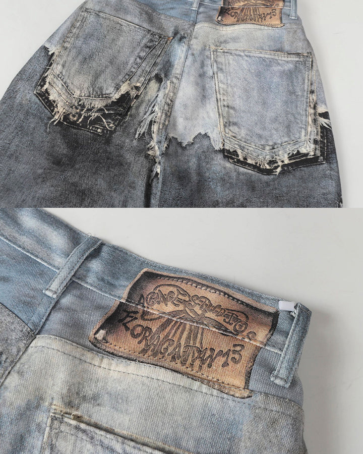 Vintage Destroyed Wide-Leg Jeans - Image 4