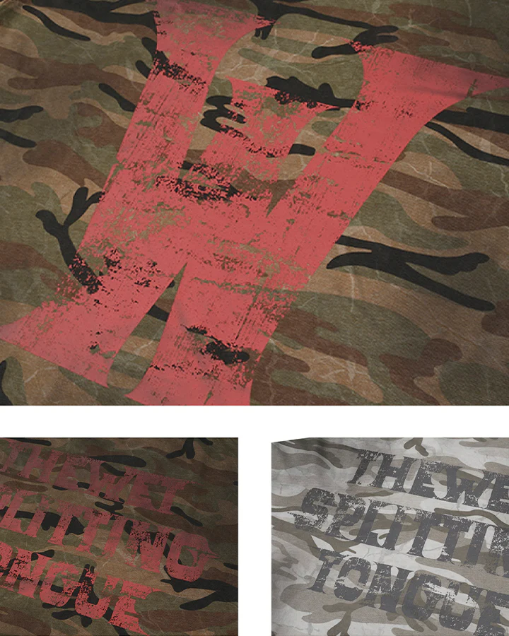 Vintage Distressed Camo Print Long Sleeve T-shirt - Image 8
