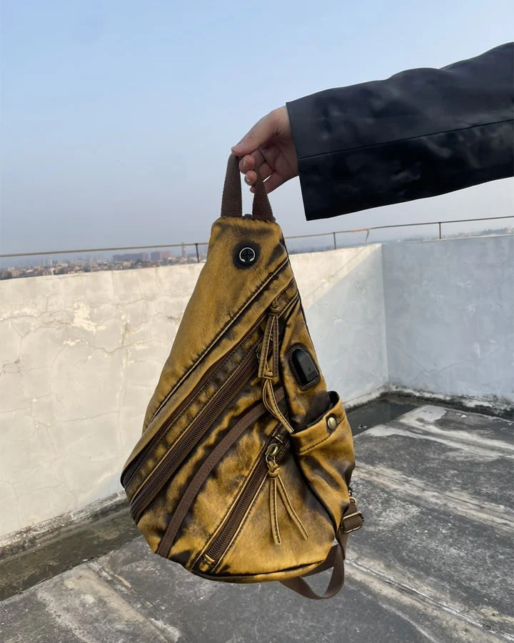 Vintage Distressed Multi-Functional Biker Bag - Image 3