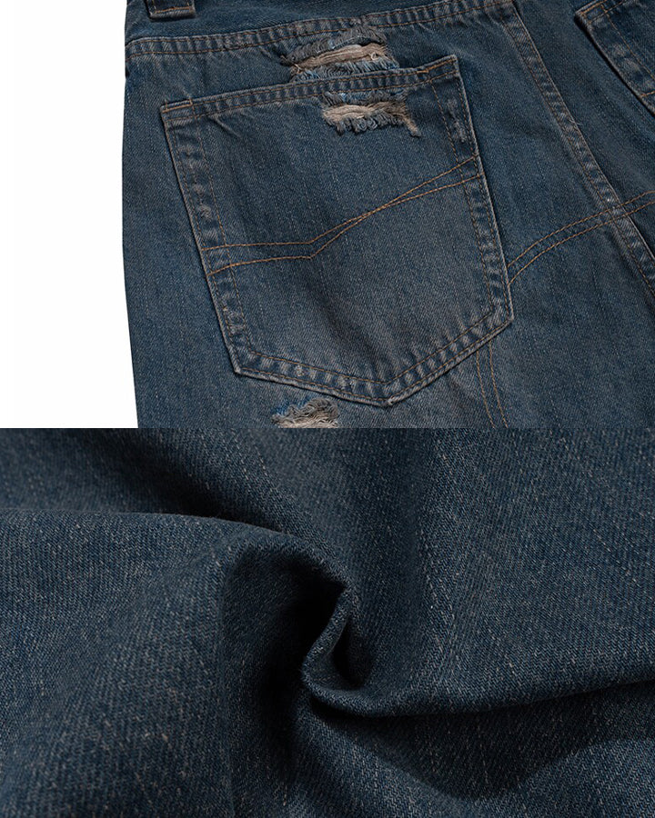 Vintage Distressed Washed Denim Shorts - Image 6