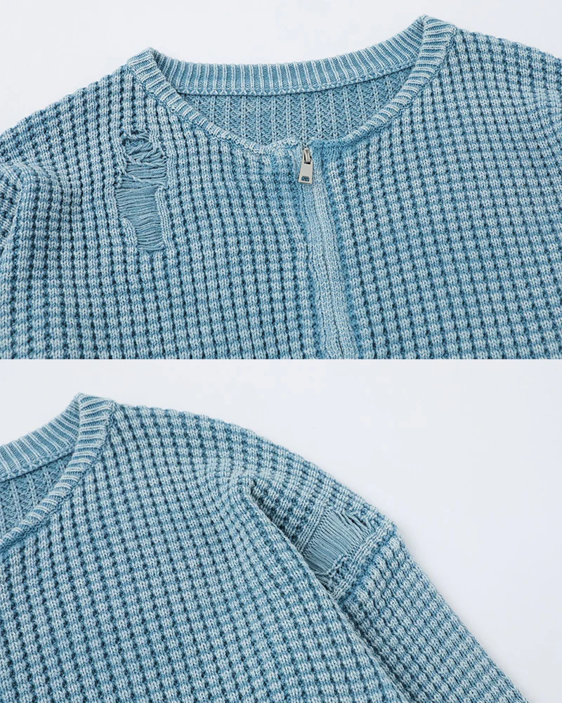 Vintage Distressed Zip Knit - Image 4