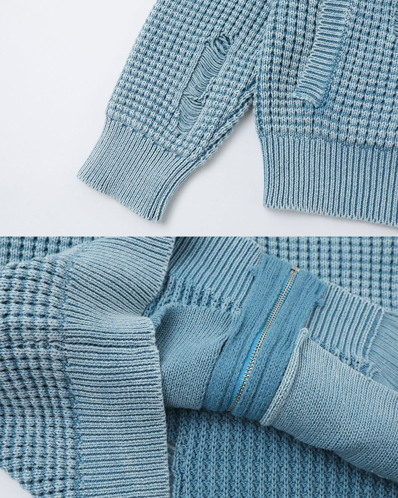 Vintage Distressed Zip Knit - Image 5