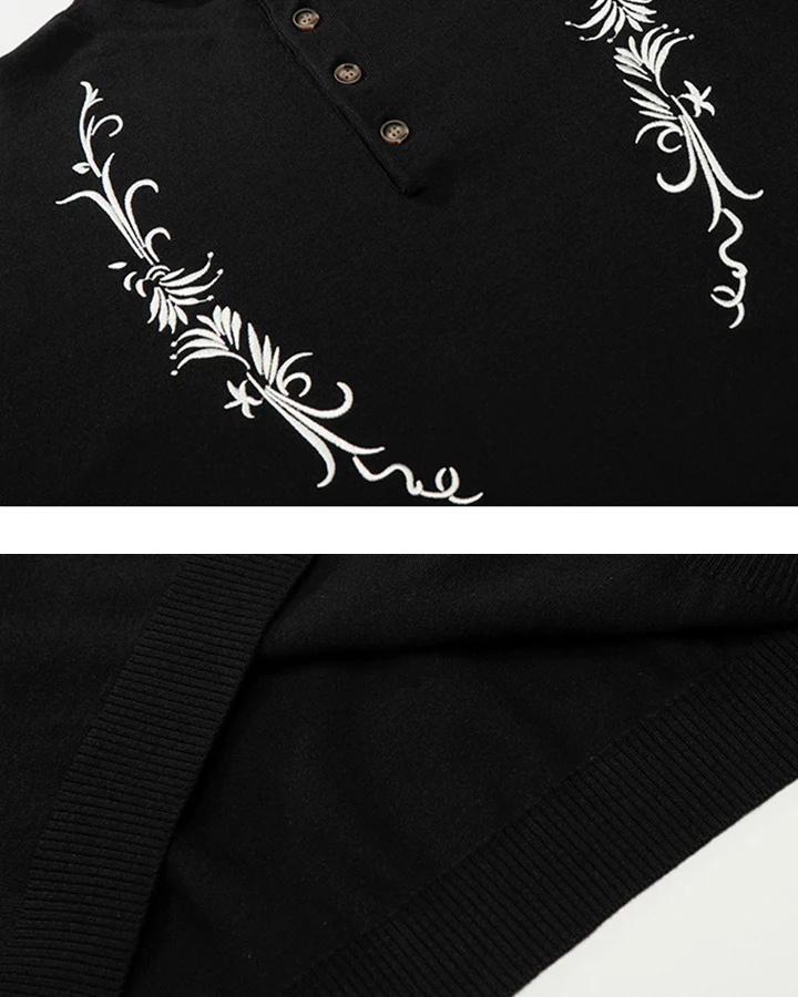 Vintage Embroidered Henley Short Sleeve Tee - Image 11