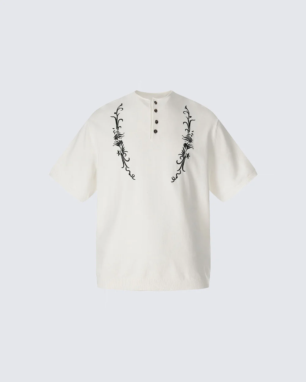 Vintage Embroidered Henley Short Sleeve Tee - Image 3