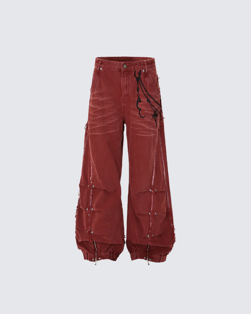 Vintage Embroidered Straight-Leg Denim Pants - Image 2