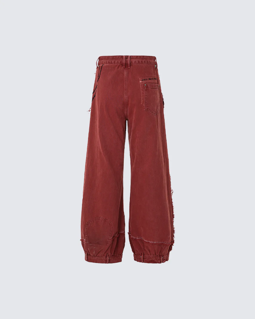 Vintage Embroidered Straight-Leg Denim Pants - Image 3