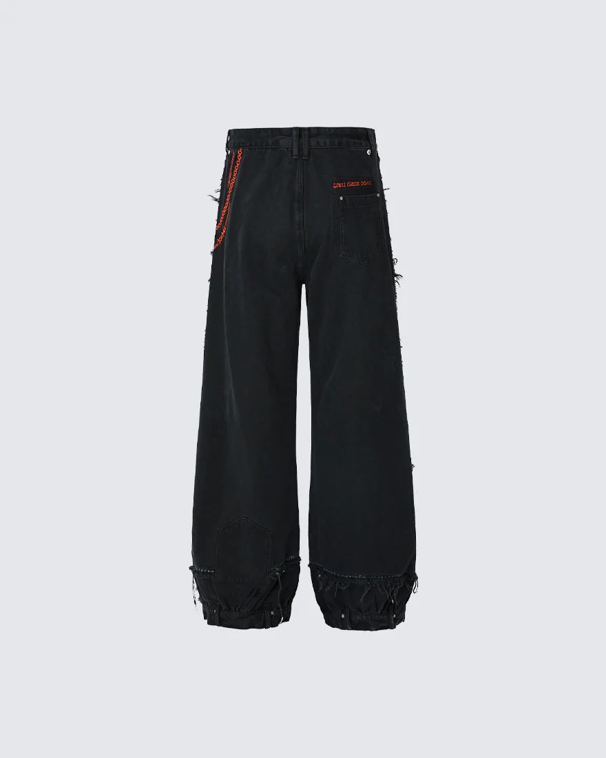 Vintage Embroidered Straight-Leg Denim Pants - Image 4