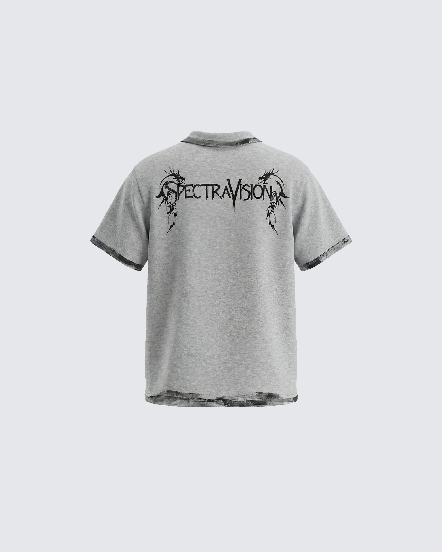 Vintage Gothic Cross Washed Polo Shirt - Image 4