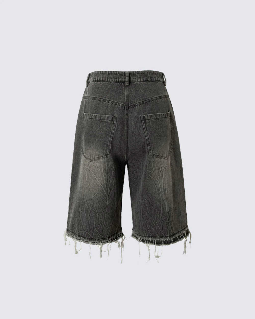 Vintage Graphic Washed Five-Length Denim Shorts - Image 8