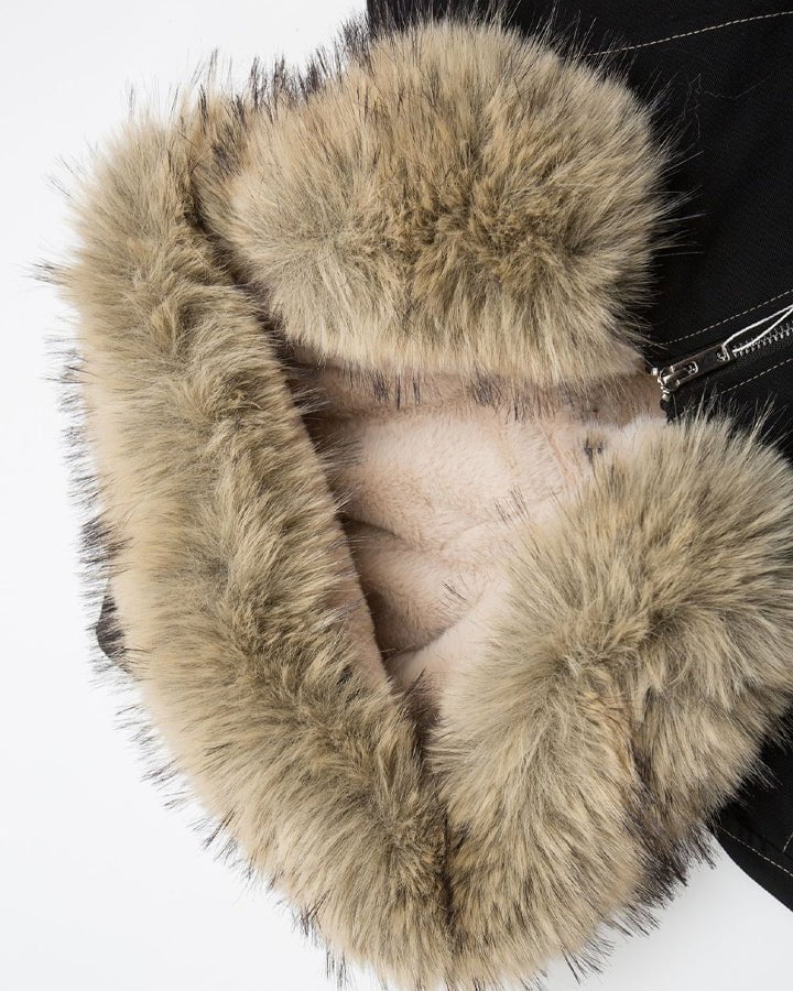 Vintage Hooded Fur Collar Jacket - Image 4