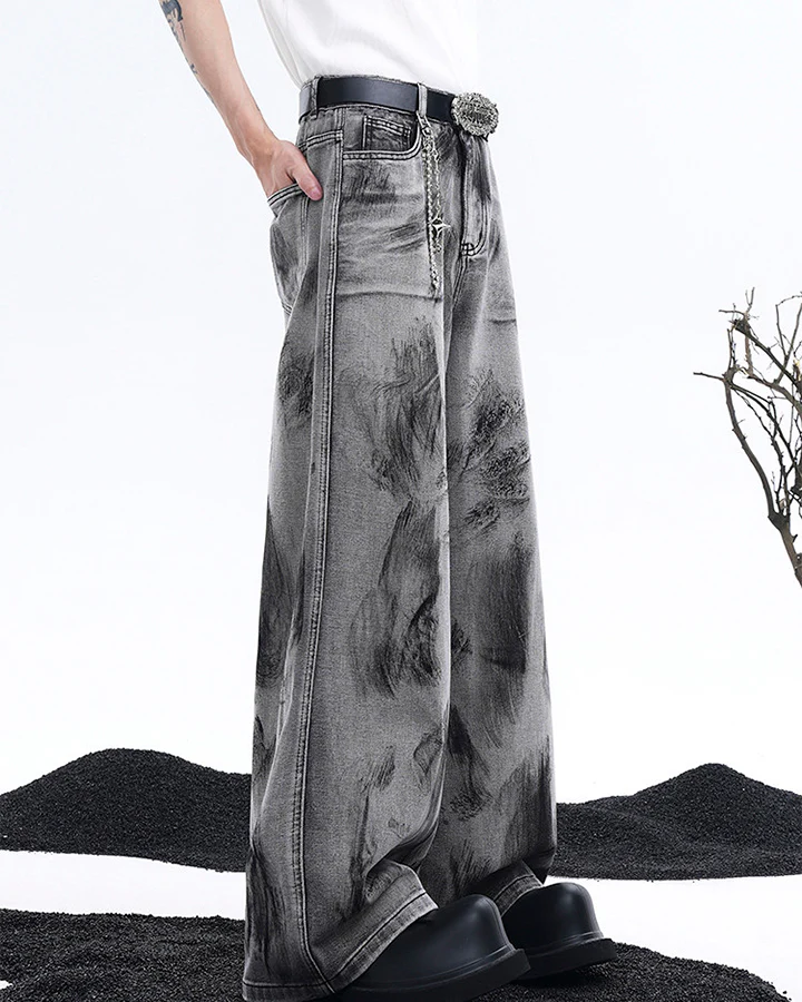 Vintage Ink Washed Wide Leg Jeans - Image 5