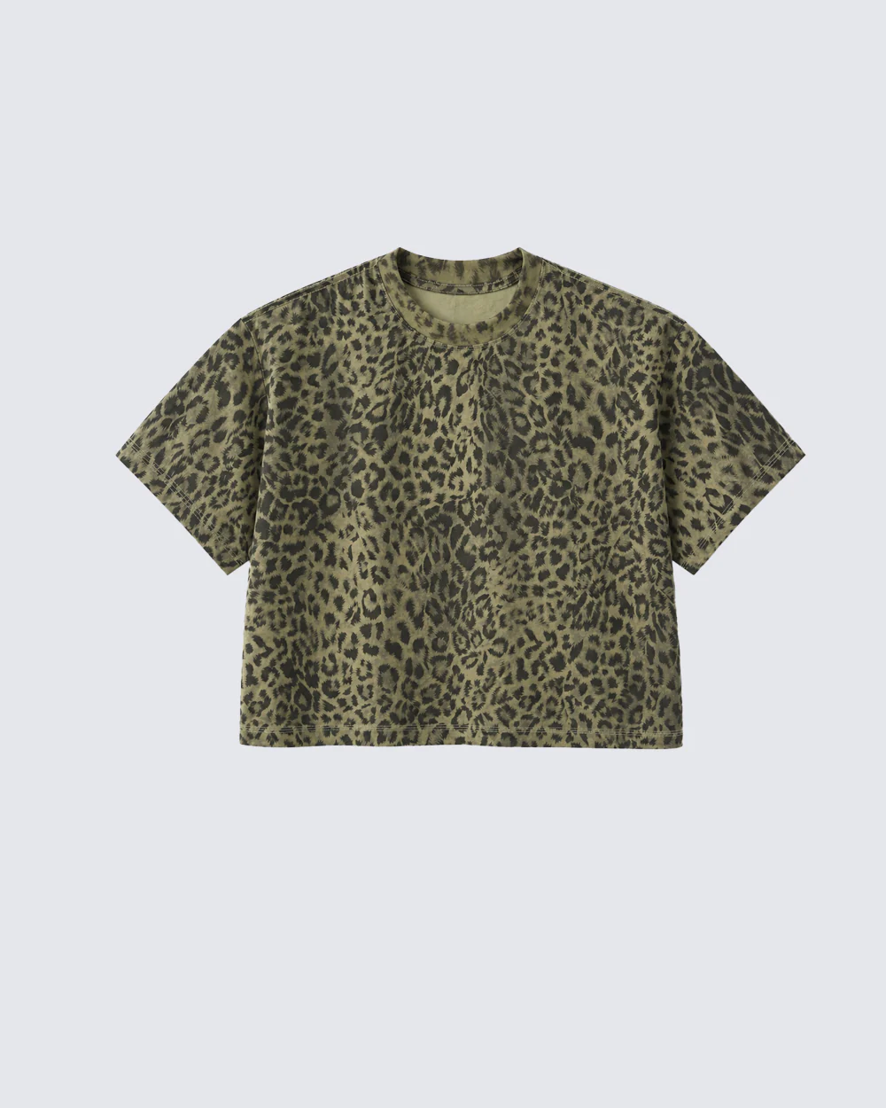Vintage Leopard Print Crop Casual Tee - Image 2