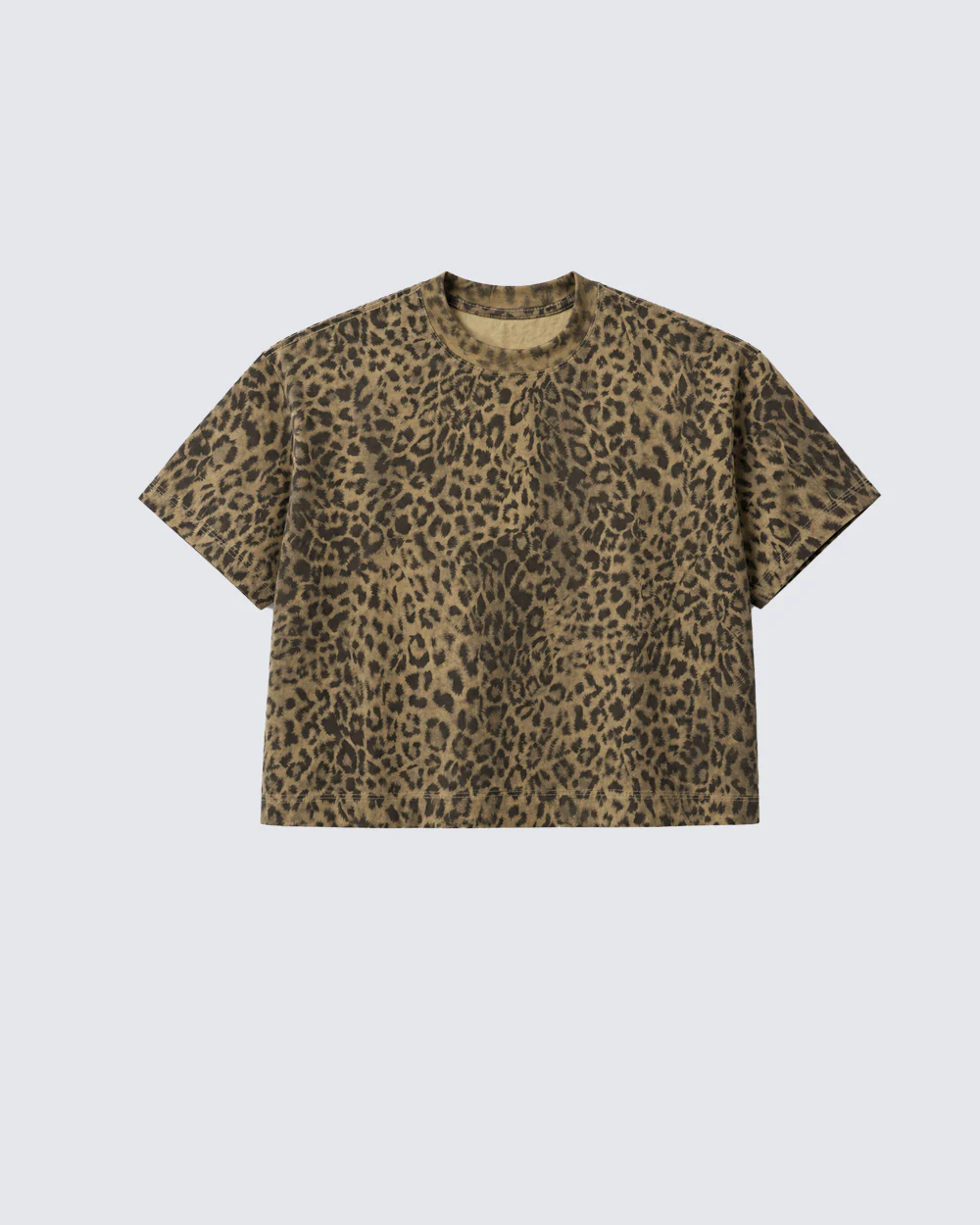 Vintage Leopard Print Crop Casual Tee - Image 3