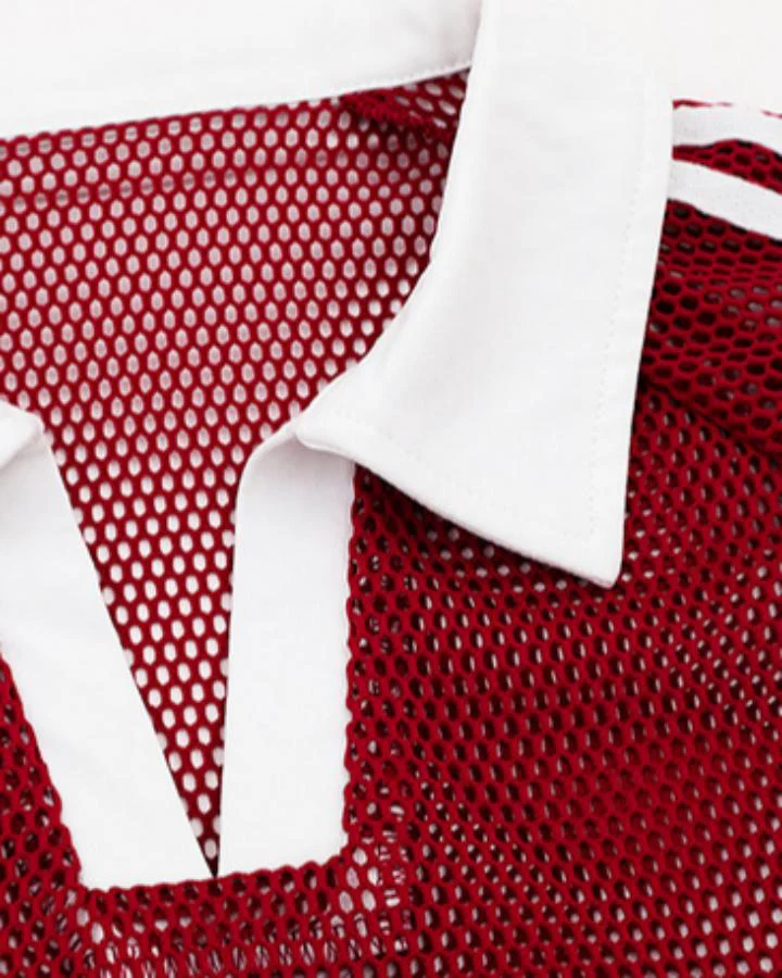 Vintage Mesh Number Graphic Polo Jersey Tee - Image 5