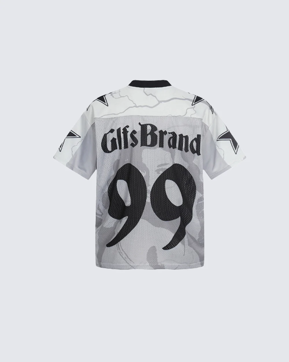 Vintage Mesh Portrait Graphic V-Neck Jersey Tee - Image 3