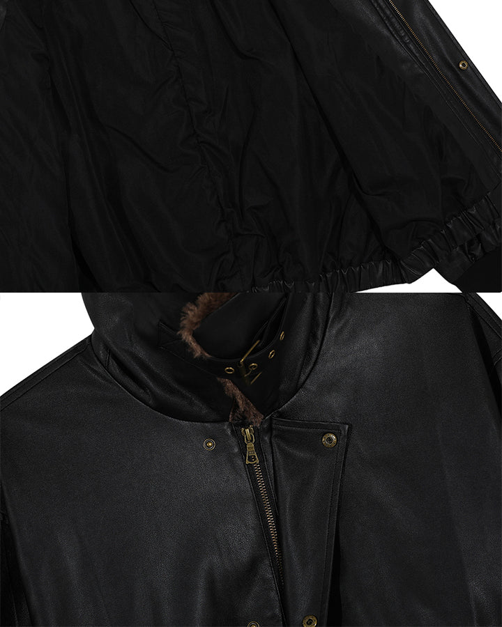 Vintage Mountain Eagle Detachable Leather Jacket - Image 15