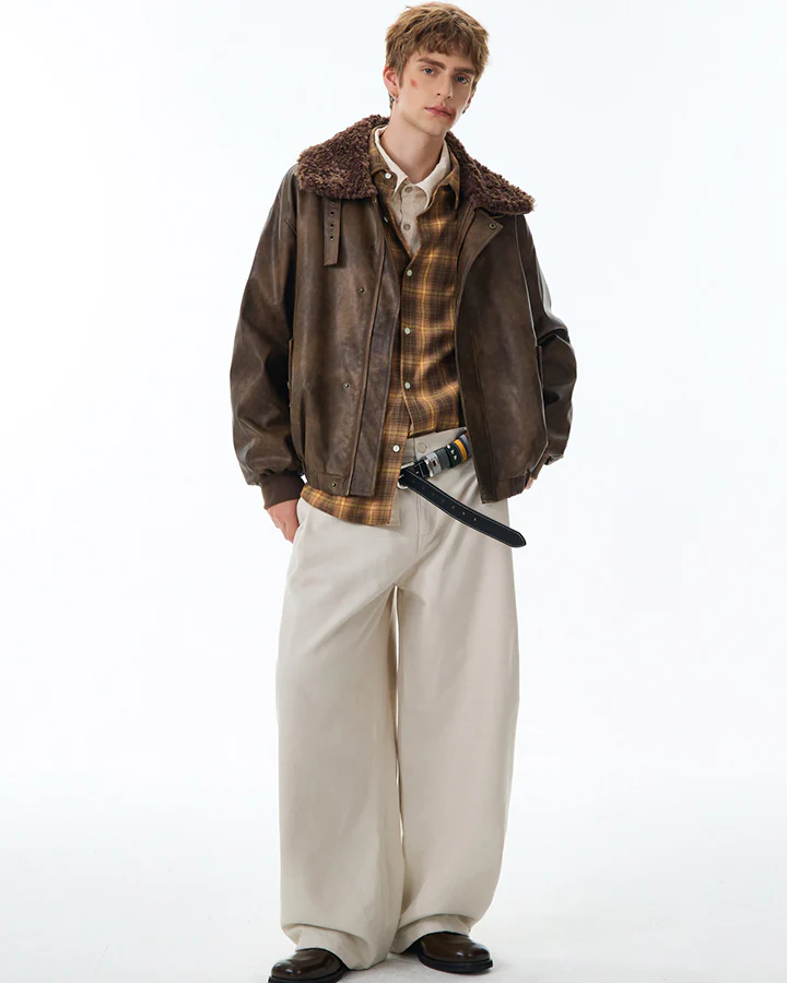 Vintage Mountain Eagle Detachable Leather Jacket - Image 2