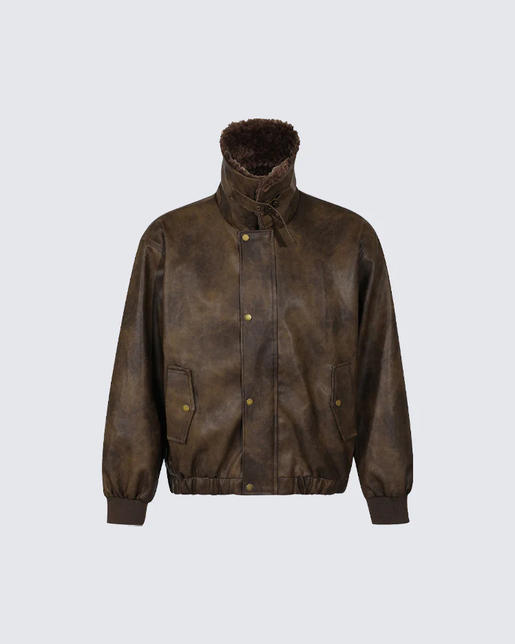 Vintage Mountain Eagle Detachable Leather Jacket - Image 4
