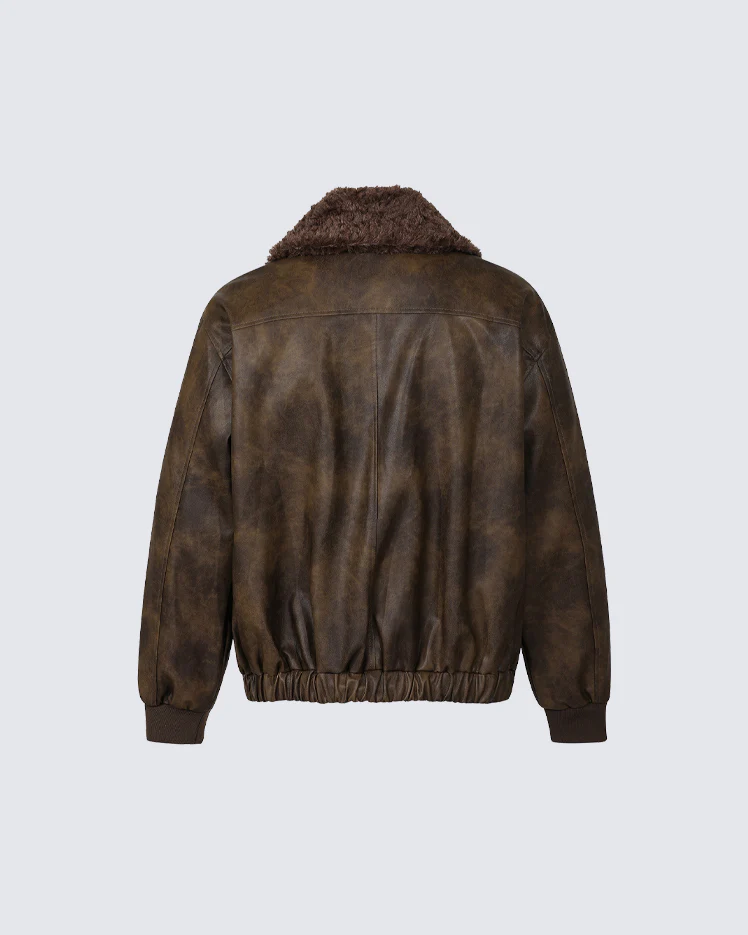 Vintage Mountain Eagle Detachable Leather Jacket - Image 5
