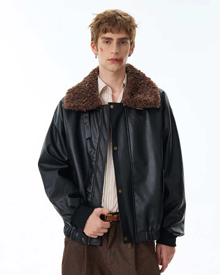 Vintage Mountain Eagle Detachable Leather Jacket - Image 7