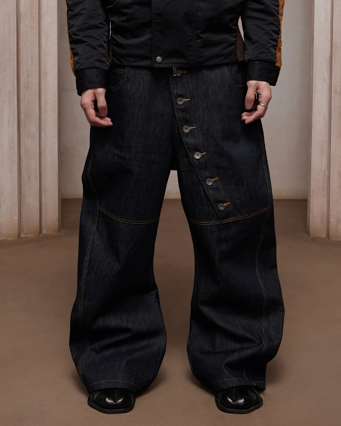 Vintage Multi-Button Denim Pants - Image 3