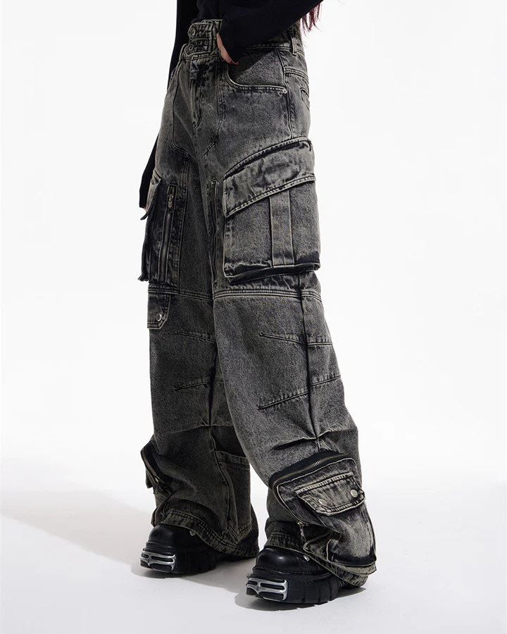 Vintage Multi Pocket Cargo Jeans - Image 2