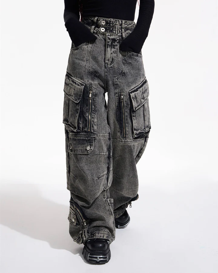 Vintage Multi Pocket Cargo Jeans - Image 3