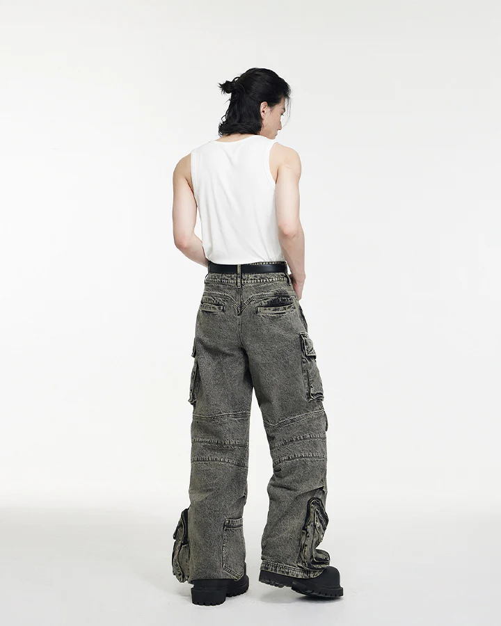 Vintage Multi Pocket Cargo Jeans - Image 5