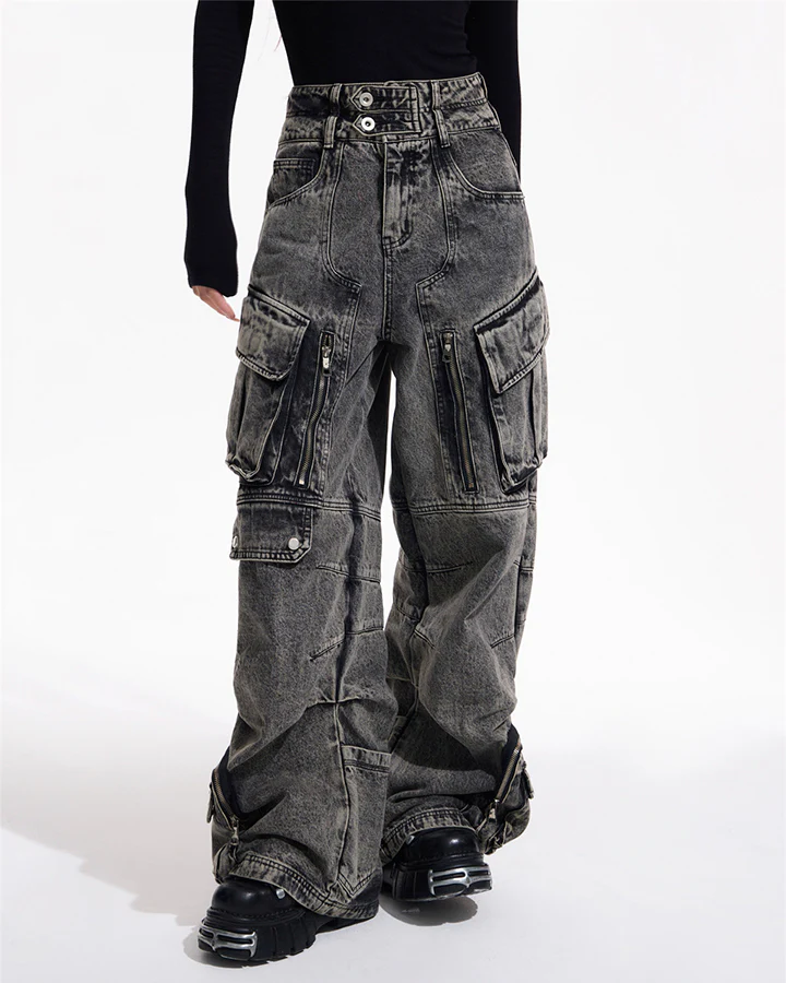 Vintage Multi Pocket Cargo Jeans - Image 8