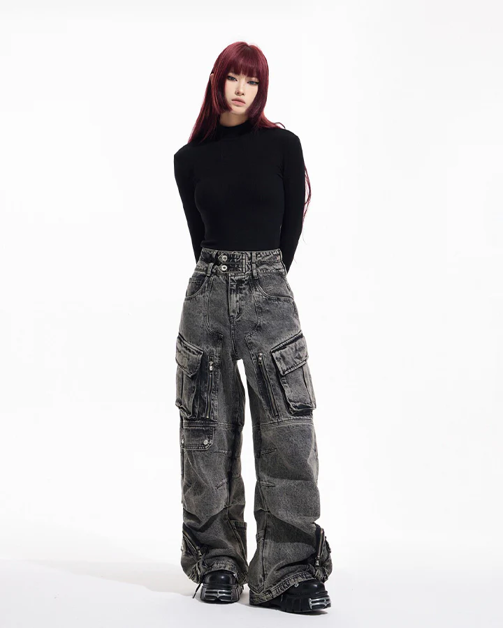 Vintage Multi Pocket Cargo Jeans - Image 9