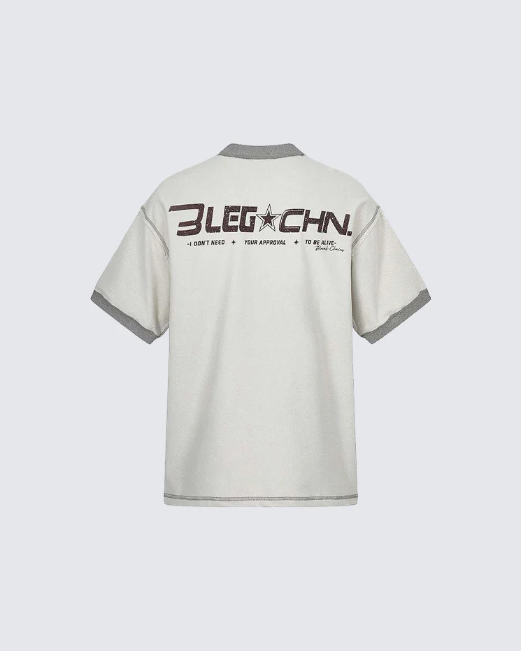 Vintage Number Print Contrast Trim T Shirt - Image 2