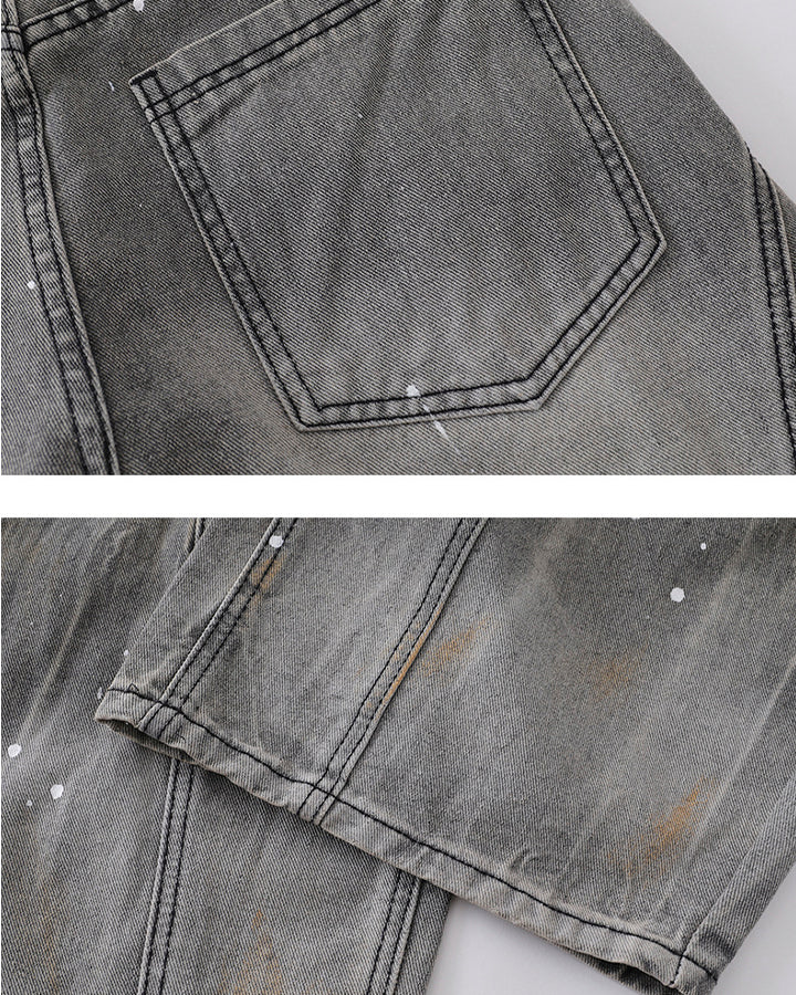 Vintage Paint Splatter Wide-Leg Jeans - Image 10