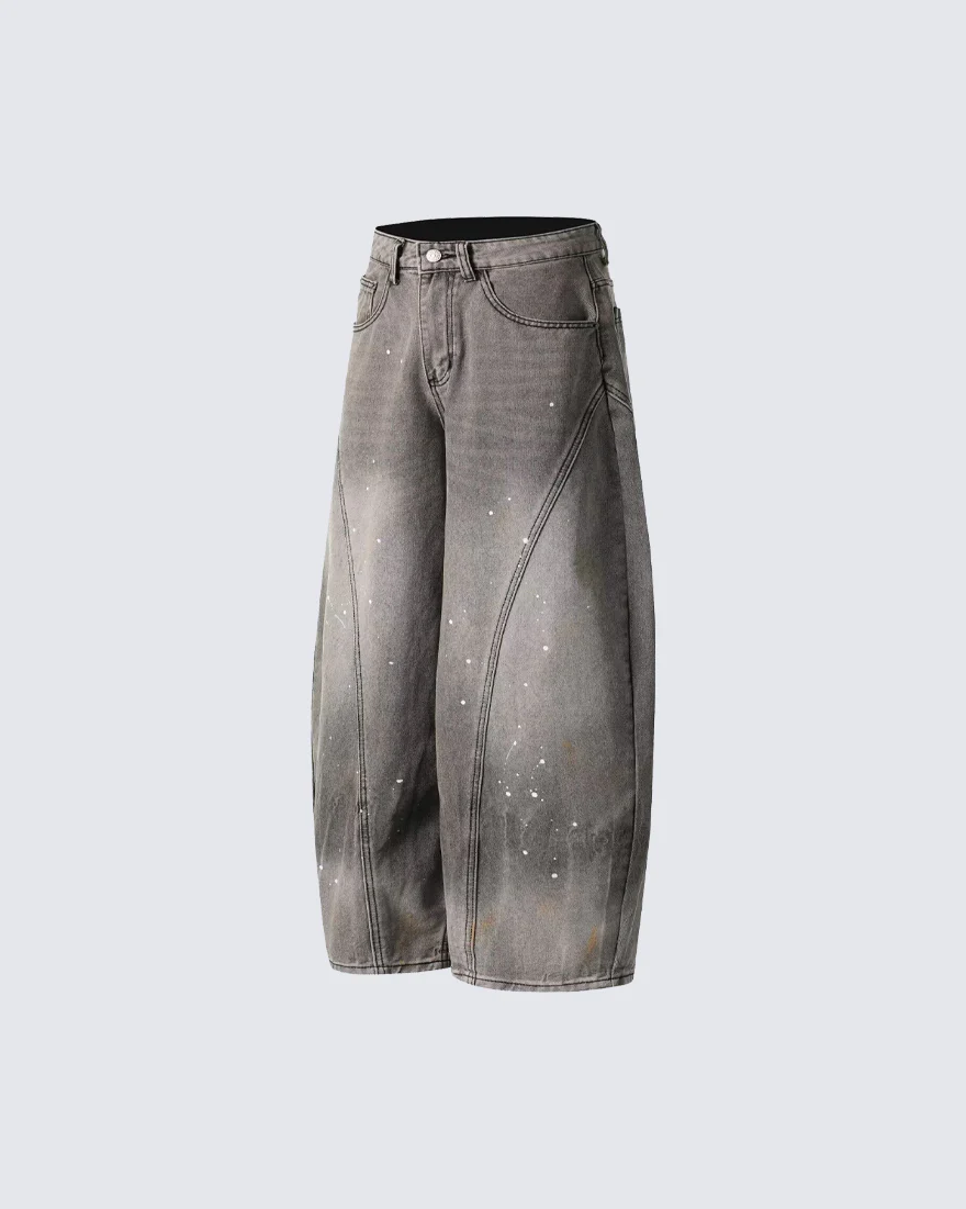 Vintage Paint Splatter Wide-Leg Jeans - Image 4