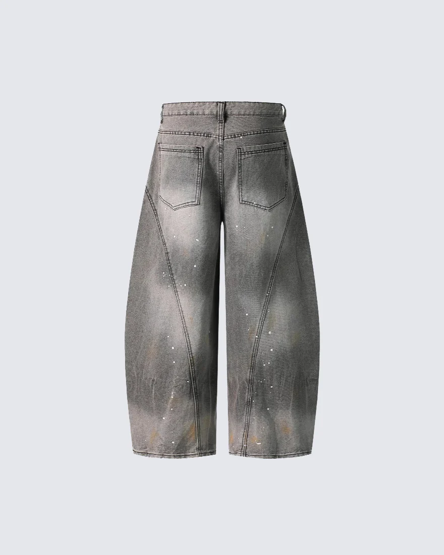 Vintage Paint Splatter Wide-Leg Jeans - Image 6