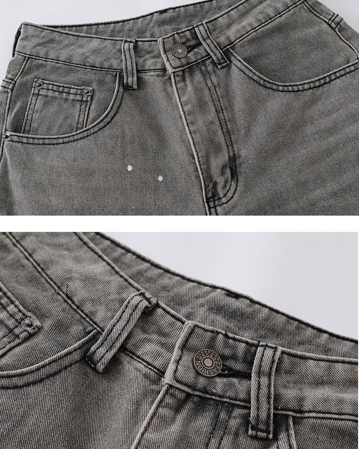 Vintage Paint Splatter Wide-Leg Jeans - Image 9