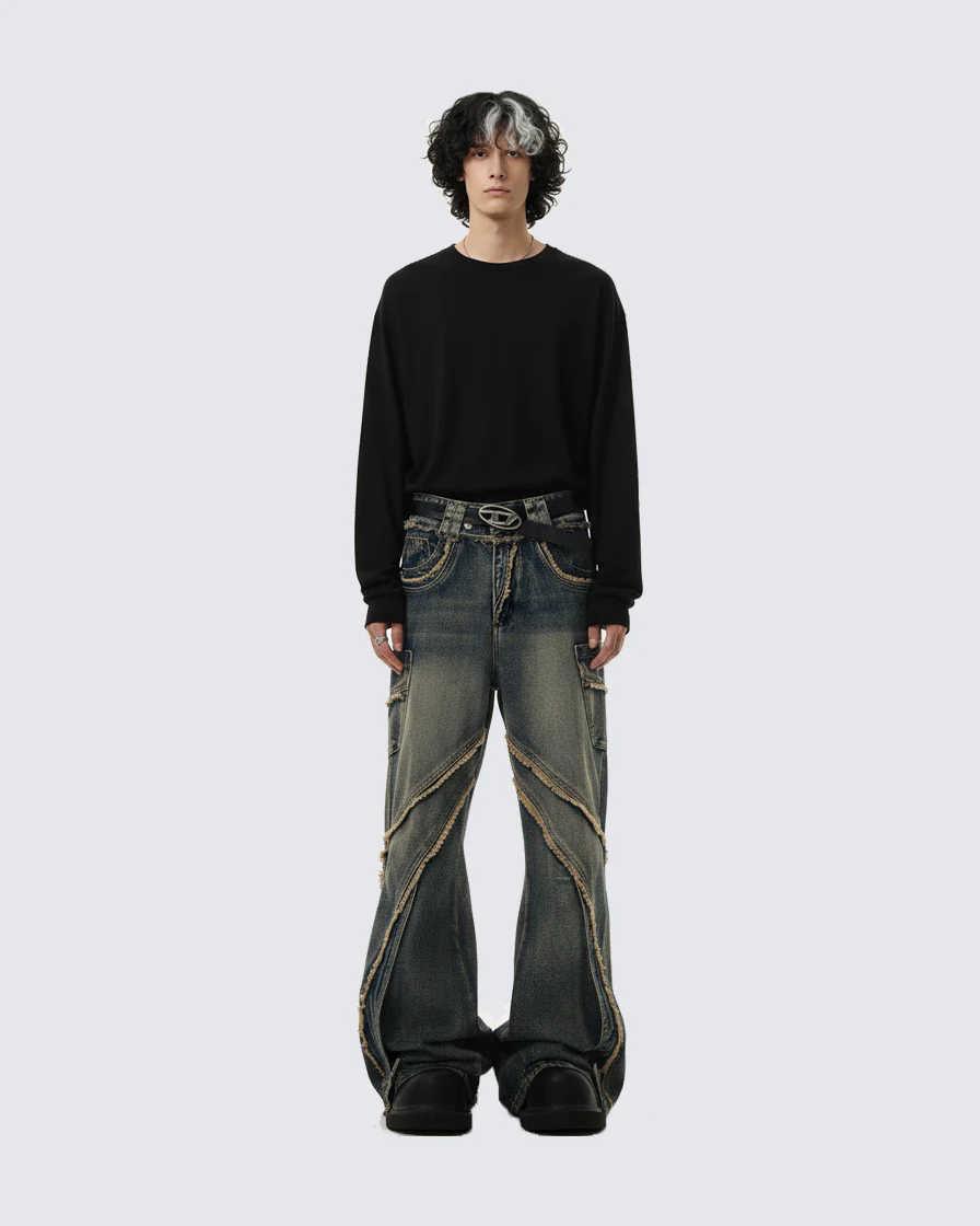 KIIKIO Vintage Raw Edge Jeans - Image 2