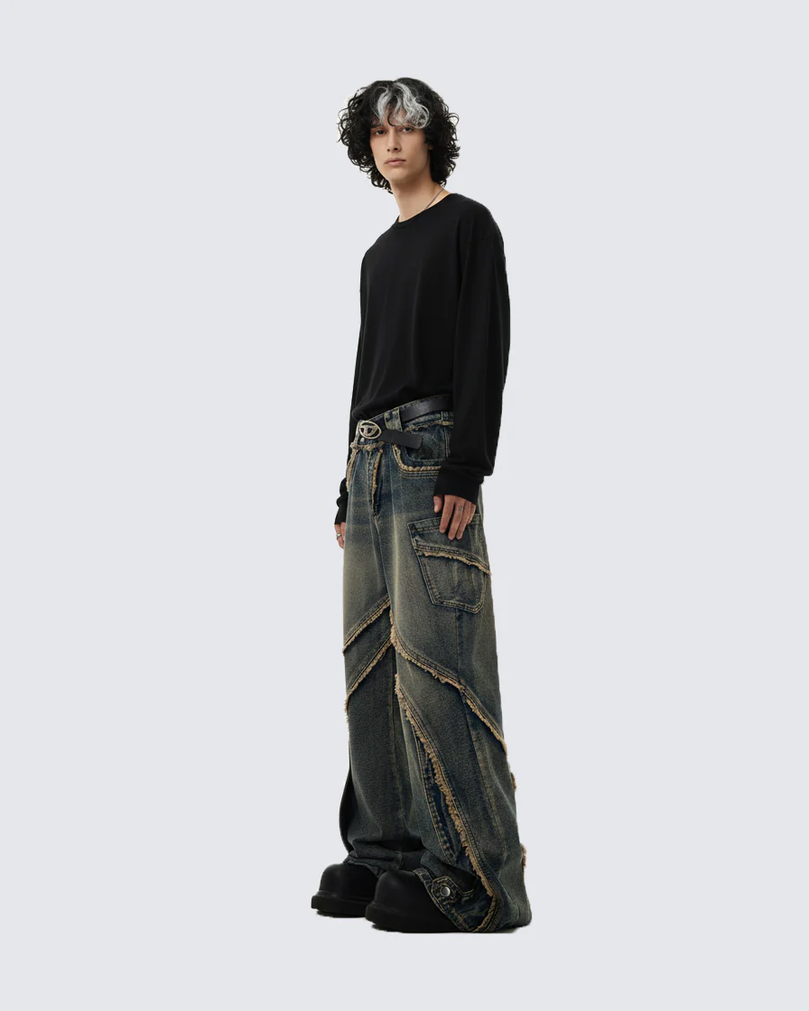 KIIKIO Vintage Raw Edge Jeans - Image 3