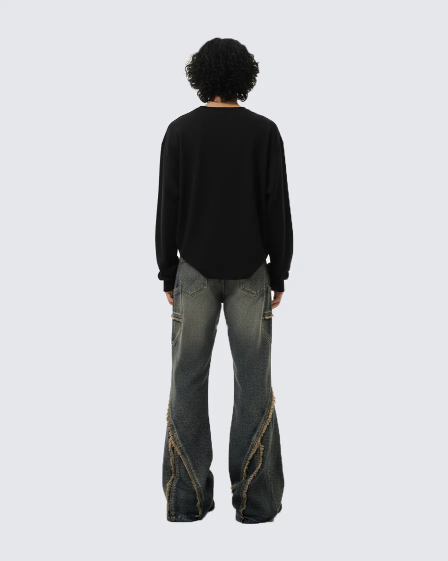 KIIKIO Vintage Raw Edge Jeans - Image 4