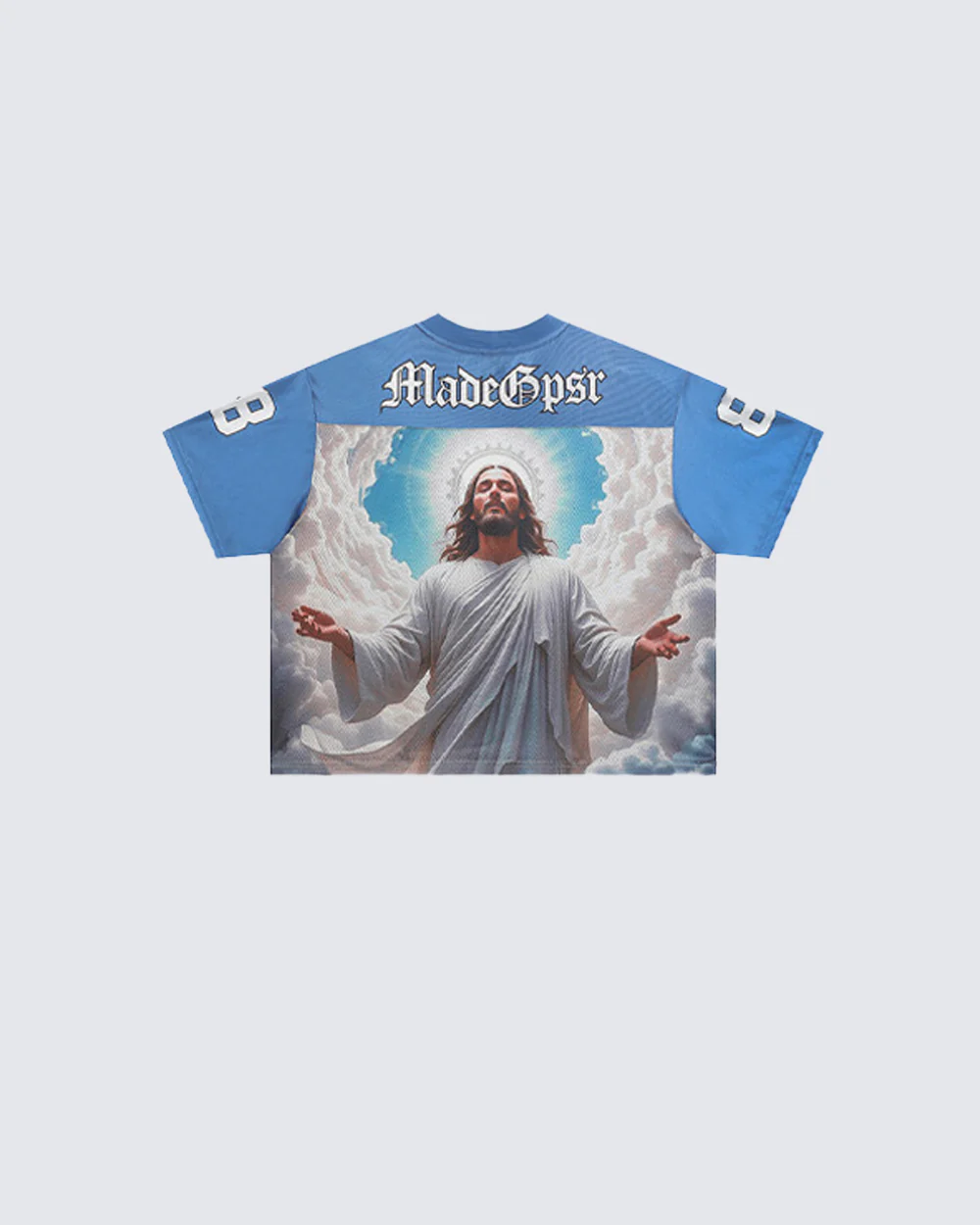 Vintage Religious Angel Graphic V-Neck Jersey Tee - Image 2