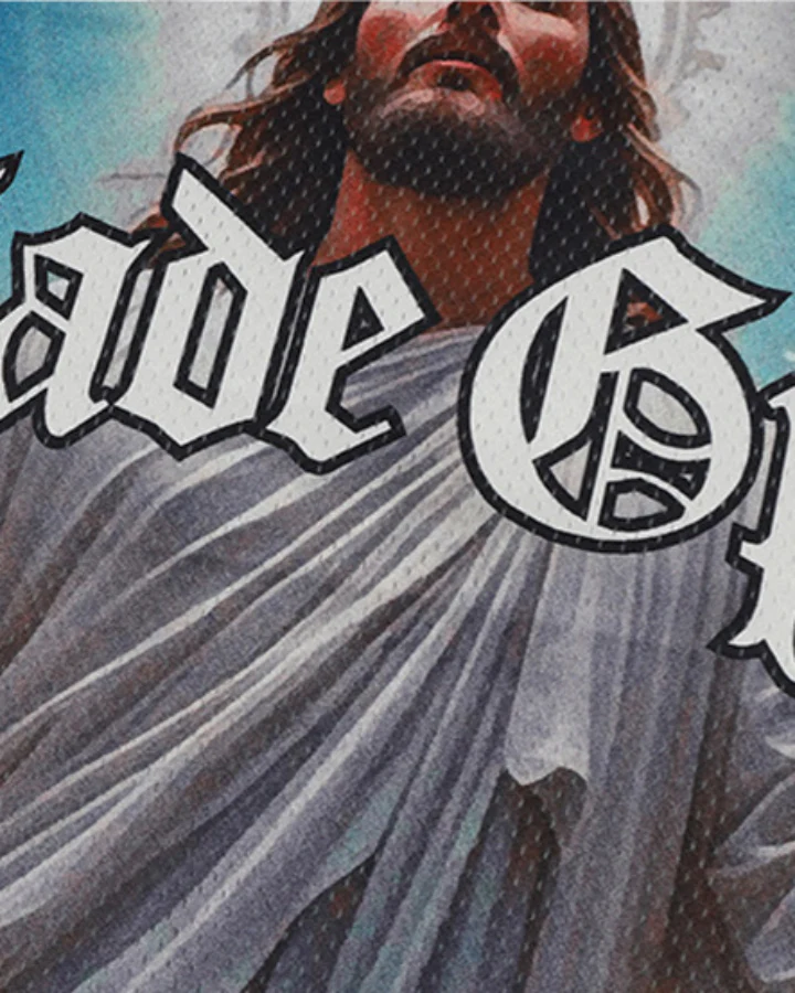 Vintage Religious Angel Graphic V-Neck Jersey Tee - Image 3