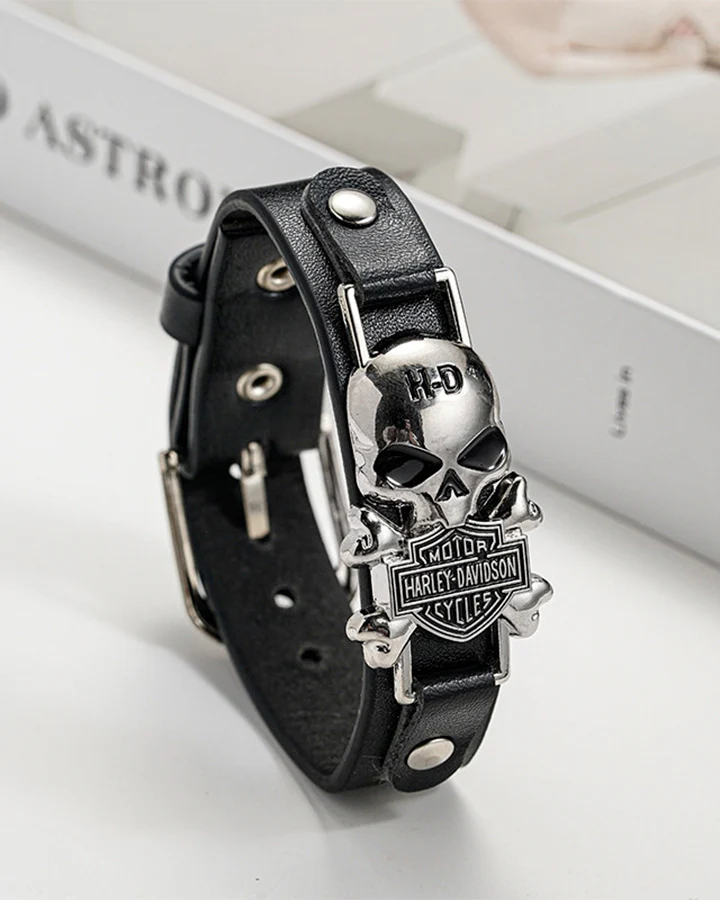 Vintage Skull Buckle Punk Bracelet - Image 4