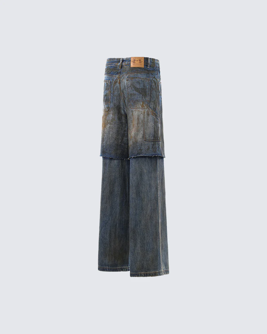 Vintage Split-Cut Denim Jeans - Image 5