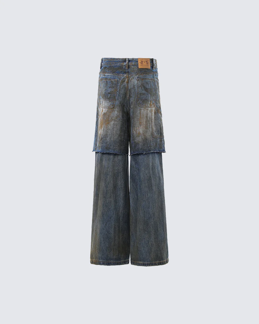 Vintage Split-Cut Denim Jeans - Image 6