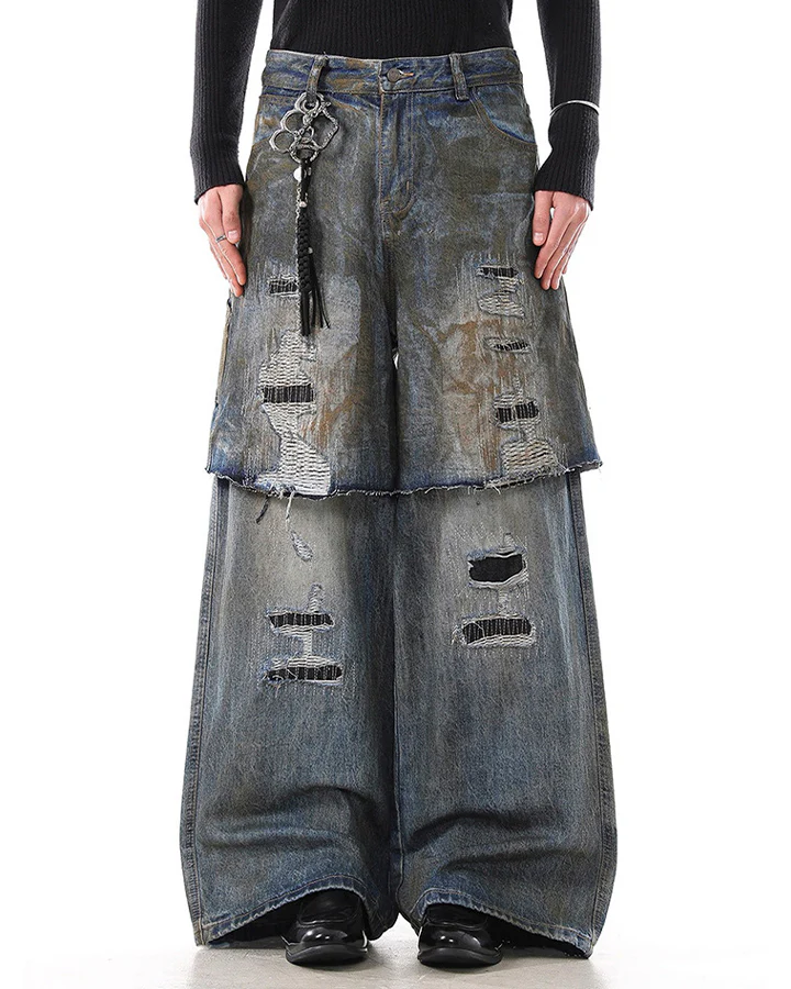 Vintage Split-Cut Denim Jeans - Image 8