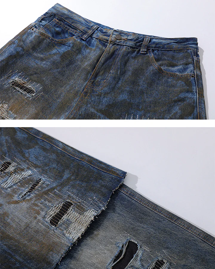 Vintage Split-Cut Denim Jeans - Image 9