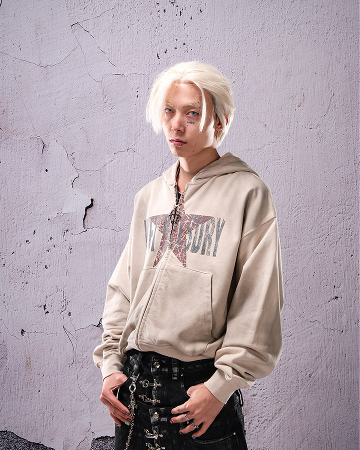 Vintage Star Graphic Zip Hoodie - Image 2